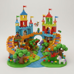 colourful toy brick construction scene generated with ai toy brick construction scene ai sample