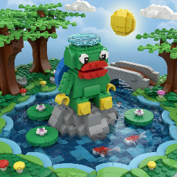 Lego Kappa (japanese yokai) in a pond