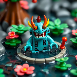 Lego Kappa (japanese yokai) in a pond