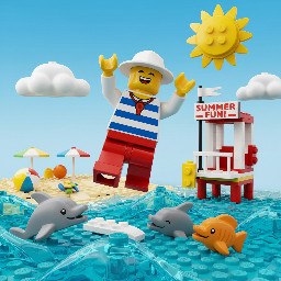 lego lifeguard jumping of joy for summer