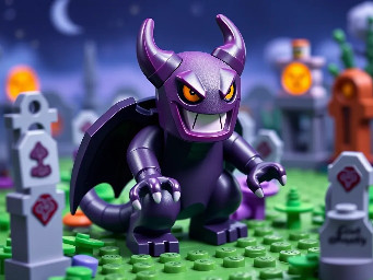 a full art Pokemon card of the Pokemon Gengar at a graveyard