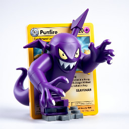 a full art Pokemon card of the Pokemon Gengar. he is warping the card while trying to escape