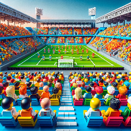 un estadio de futbol lleno de gente en ambiente de alegria mundialista visto desde el campo de juego