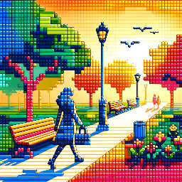 a woman walking in the park