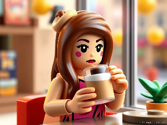 A girl drinking latte