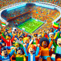 un estadio de futbol lleno de gente en ambiente de alegria mundialista