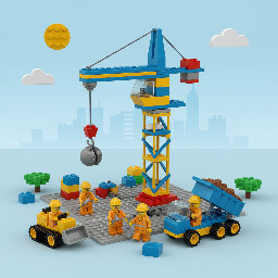 Realistische baustelle mit kran mit einfache Hintergrund und nicht zu vielen Farben