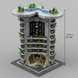 Tratado Exhaustivo sobre la Parametrización y Montaje del Edificio Torres Blancas en Sistema Constructivo LEGO 1. Introducción y Marco Contextual Histórico-Arquitectónico El panorama arquitectónico de Madrid durante la década de los años sesenta estuvo marcado por una efervescencia cultural e intelectual que buscaba romper con las rígidas convenciones del régimen franquista y el desarrollismo imperante. En este contexto de transición y experimentación, el edificio Torres Blancas, situado estratégicamente en la Avenida de América número 37 de la capital española, se erigió no solo como una proeza de la ingeniería estructural, sino como un manifiesto habitacional sin precedentes.1 Concebido en 1961 y materializado entre los años 1964 y 1969 bajo la dirección magistral del arquitecto navarro Francisco Javier Sáenz de Oiza, el proyecto contó con la participación de figuras que posteriormente definirían la arquitectura española contemporánea, tales como Juan Daniel Fullaondo y Rafael Moneo, así como con el cálculo estructural pionero de los ingenieros Carlos Fernández Casado y Javier Manterola.1 La viabilidad de esta empresa titánica fue posible gracias al mecenazgo e impulso industrial del promotor Juan Huarte, cuya constructora homónima actuó como un catalizador para la vanguardia artística y arquitectónica de la época.1 La concepción original del proyecto era aún más ambiciosa de lo que finalmente se construyó. Sáenz de Oiza propuso inicialmente un complejo formado por dos torres residenciales gemelas.2 Estas torres debían estar revestidas con un acabado prístino compuesto por polvo de mármol blanco mezclado con el hormigón, característica que otorgó al proyecto su nombre en plural y cromático: "Torres Blancas".6 Sin embargo, la administración municipal de Madrid impuso restricciones urbanísticas severas y expresó objeciones ante la radicalidad de la arquitectura resultante, lo que obligó a reducir el proyecto a una única torre.2 Adicionalmente, el revestimiento blanco fue descartado por razones técnicas y presupuestarias, resultando en una estructura singular de hormigón armado visto (béton brut), que ancló al edificio, de manera casi accidental, en el corazón del movimiento brutalista.2 Desde una perspectiva teórica, Torres Blancas representa la culminación y síntesis de dos corrientes arquitectónicas fundamentales del siglo XX que, a priori, parecían antagónicas.5 Por un lado, Oiza asimiló la rigidez racionalista y el concepto de la Unité d'Habitation de Le Corbusier, internalizando la idea de un bloque de viviendas autónomo equipado con servicios comunitarios.5 Por otro lado, absorbió profundamente el organicismo de Frank Lloyd Wright, específicamente las propuestas estructurales de su Price Tower.5 El resultado de esta hibridación es lo que la historiografía arquitectónica ha denominado "organicismo español", una tipología que persigue la armonización total entre las formas de la naturaleza y el hábitat humano, transformando la máquina de habitar en una ciudad jardín vertical.3 La torre, que se eleva imponentemente hasta los 71 metros de altura distribuidos a lo largo de 23 plantas, se organiza en torno a la metáfora biológica de un árbol en constante crecimiento.2 El tronco está conformado por un núcleo central de comunicaciones que alberga las escaleras, los ascensores y los patinillos de instalaciones, actuando como los vasos leñosos que transportan la savia del edificio.3 De este tronco monolítico brotan los forjados y las estancias, que se expanden hacia el exterior en forma de balcones semicirculares y volúmenes cilíndricos, emulando la disposición orgánica de las hojas en las ramas.5 Esta configuración elude deliberadamente el uso del tradicional entramado ortogonal de pilares y vigas, confiando la transmisión de cargas a 46 pilares de hormigón curvos y pantallas plegadas que otorgan al conjunto una resistencia estructural insólita y una identidad visual inconfundible.5 La relevancia cultural e histórica del edificio ha trascendido los círculos puramente académicos. Sus singulares formas circulares y su estética distópica lo han convertido en un plató codiciado para la industria cinematográfica y musical.2 Ha servido de escenario para obras distópicas como la película "Tiempo después" (2018) del director José Luis Cuerda, donde la arquitectura de Oiza se hibrida digitalmente con la "Corona de Espinas" de Fernando Higueras para representar un futuro postapocalíptico.2 Más recientemente, su característico portal ha cobrado un renovado protagonismo internacional al ser el escenario principal del videoclip "Los Tontos" del reconocido artista madrileño C. Tangana, así como escenario para el artista internacional V (miembro de BTS) en su obra "Rainy Days", consolidando su estatus como un icono incombustible del imaginario colectivo.2 La traslación de una obra de tal complejidad orgánica, brutalista y metafórica al sistema constructivo de ladrillos LEGO supone un ejercicio de análisis paramétrico y abstracción geométrica de primer orden. Replicar la morfología fluida del hormigón utilizando elementos modulares de plástico ABS, inherentemente ortogonales y discretos, requiere el desarrollo de técnicas constructivas avanzadas que desafíen las convenciones del montaje estándar, honrando al mismo tiempo la honestidad material y estructural que Francisco Javier Sáenz de Oiza plasmó en su obra magna. 2. Deconstrucción Morfológica y Espacial del Referente Físico Para articular un manual de montaje riguroso en el sistema LEGO, es imperativo realizar una disección exhaustiva del programa arquitectónico, la planimetría y la resolución volumétrica del edificio original. Comprender cómo interactúan las fuerzas gravitacionales y los espacios habitables en la obra real es el requisito fundamental para emular dicho comportamiento estático en una réplica a escala. El programa funcional del edificio, con una superficie construida aproximada de 31.500 metros cuadrados y una parcela de apenas 3.361 metros cuadrados, impuso un desarrollo vertical denso y estratificado.5 La edificación se divide en varias zonas programáticas claramente diferenciadas: dos plantas de sótano destinadas a aparcamiento y servicios técnicos, una planta baja de acceso, veinte plantas residenciales (que acogen desde estudios hasta dúplex y grandes apartamentos de 200 metros cuadrados), una planta técnica de servicios entre el nivel 21 y 22, y dos plantas superiores que conforman el espectacular núcleo social, coronado por la azotea.2 El contacto del edificio con el plano del suelo es una declaración de intenciones organicista. El acceso al portal principal no se realiza a cota cero mediante una explanada tradicional, sino que obliga al usuario a descender por unas escaleras hacia un espacio hundido que la crítica arquitectónica ha conceptualizado como una "gruta".4 Este espacio cavernoso, revestido de mármol blanco y yeso, genera una atmósfera de penumbra y misterio que evoca el vientre materno, estableciendo un refugio psicológico y terrenal antes de iniciar la ascensión hacia las viviendas en altura.15 La transición de la luz deslumbrante de la Avenida de América a la semioscuridad de esta raíz arquitectónica es un umbral perceptivo que debe ser capturado en la volumetría de la maqueta. A medida que el edificio se eleva, la planimetría de las plantas residenciales revela una complejidad geométrica deslumbrante. Alejándose de las típicas distribuciones ortogonales, los apartamentos se estructuran fundamentalmente en forma de "L".5 Esta configuración maximiza la exposición de las fachadas, permitiendo que todas las áreas vivideras (salones y dormitorios) disfruten de iluminación y ventilación natural directa, al tiempo que se abren de manera continua hacia las terrazas perimetrales y los patios ajardinados.5 Los núcleos de circulación horizontal (pasillos) se reducen a su mínima expresión, concentrando la distribución espacial en torno a los vestíbulos circulares que conectan directamente con las cajas de escaleras y ascensores.5 Los espacios interiores originales se caracterizaban por la asimilación del círculo como generador de forma. Incluso los cuartos de baño fueron diseñados como cilindros compactos, funcionando como cápsulas técnicas ultraeficientes que optimizaban la superficie útil.5 Si bien a lo largo de las décadas los interiores sufrieron modificaciones por parte de los inquilinos, intervenciones recientes como la llevada a cabo por el Studio Noju han buscado despojar a las viviendas de tabiques y cerramientos espurios añadidos a posteriori, recuperando la espacialidad sinuosa, las líneas curvas y el protagonismo de las terrazas como el corazón verde de la vivienda.17 La reinserción de la vegetación, de muebles que armonizan con la curvatura de los muros y el uso de ventanales tintados, subraya la vigencia y flexibilidad del diseño original de Oiza.17 El tratamiento de las fachadas constituye la piel expresiva de Torres Blancas. Oiza diseñó un ritmo asimétrico, donde los balcones curvos no se apilan en una extrusión perfecta, sino que se retranquean y sobresalen ("zigzaguean") caprichosamente a medida que ascienden por la vertical.13 Esta alteración constante del plomo de la fachada rompe la monotonía del rascacielos convencional, generando un juego dramático de masas, luces y sombras profundas.5 Para humanizar la contundencia del hormigón gris, los cerramientos, marcos de ventanas y celosías de los balcones se ejecutaron en filigrana de madera, aportando una textura cálida y un contrapunto cromático esencial.5 El clímax morfológico de la obra se reserva para su culminación estructural en el cielo de Madrid. A partir de la planta técnica (piso 21), los cilindros principales que estructuran la fachada experimentan una expansión radical, aumentando su diámetro hasta alcanzar los 10 metros y proyectándose en un audaz voladizo más allá de la línea de plomo del edificio.13 Este descomunal ensanchamiento formal, similar a la copa de un pino de grandes dimensiones, fue concebido para albergar las zonas de uso comunitario, un centro social y un restaurante, materializando el sueño utópico de dotar a las viviendas colectivas de servicios propios de una urbe.2 En la cubierta final, abrazando los grandes cilindros de hormigón, se despliega un jardín en las alturas dominado por una piscina de planta libre y serpenteante, enmarcada por jardineras de trazo curvo que remiten directamente a las formas biológicas y al purismo plástico de Le Corbusier.5 3. Teoría de la Traducción Plástica: Del Béton Brut al Sistema LEGO Convertir la organicidad del hormigón vertido in situ a la discreta ortogonalidad del sistema LEGO es el mayor reto intelectual de este proyecto. El ladrillo LEGO es un módulo rígido, fabricado en plástico ABS (Acrilonitrilo Butadieno Estireno) con tolerancias microscópicas (del orden de 2 micrómetros). Mientras el hormigón asume pasivamente la forma del encofrado, el ladrillo LEGO impone su propia cuadrícula matemática cartesiana.19 A lo largo de los años, la comunidad AFOL (Adult Fan Of LEGO) y diseñadores experimentales han desarrollado técnicas para evadir esta tiranía reticular. Una de las más documentadas es el Brick Bending (flexión de ladrillos), popularizada por constructores como Jeff Sanders.19 Esta técnica aprovecha el levísimo espacio libre u holgura (tolerancia funcional) existente entre los ladrillos adyacentes. Uniendo de manera escalonada piezas de 1x2, la acumulación de estas micro-holguras permite curvar físicamente un muro que, en teoría, debería ser recto, llegando a formar cilindros gigantescos y estructuras orgánicas.19 No obstante, en el contexto de la creación de un manual de montaje riguroso y profesional para un rascacielos a escala, el Brick Bending debe ser categorizado como una técnica inaceptable o "ilegal" bajo los cánones de diseño arquitectónico LEGO estrictos. La flexión somete a las espigas (studs) y a los tubos inferiores de las piezas a un estrés mecánico constante, comprometiendo la fuerza de agarre (clutch power) a largo plazo.21 A diferencia de obras expositivas efímeras o modelos pegados, un set de instrucciones debe garantizar la estabilidad perpetua y la reversibilidad del sistema sin daño material.22 Como señala el debate sobre la integridad estructural en modelos complejos, incluso los diseñadores oficiales de la serie LEGO Architecture evitan conexiones bajo tensión no resuelta en sus diseños comerciales para evitar la fatiga plástica.21 Descartada la flexión forzada, la estrategia constructiva para replicar las formas cilíndricas y balconadas de Torres Blancas debe fundamentarse en la geometría aproximativa utilizando piezas pre-moldeadas curvas y técnicas de SNOT (Studs Not On Top o Espigas No en la Parte Superior).23 La aproximación matemática a las geometrías complejas de Francisco Javier Sáenz de Oiza requiere un estudio meticuloso de las proporciones del catálogo de piezas LEGO actuales.25 El primer paso es establecer la escala general. Se documentan representaciones del edificio en formatos diminutos, como la iteración arquitectónica Skyline desarrollada por el usuario taib.KH (referencia MOC-222747), la cual consta de apenas 300 piezas.27 Si bien estos ejercicios de abstracción sintética (nanoscale o microscale) son válidos para representaciones panorámicas 28, resultan del todo insuficientes para un tratado de montaje exhaustivo que pretenda honrar el trabajo estructural de Fernández Casado y Manterola, o la espacialidad en planta de Oiza. Se propone, por consiguiente, la adopción de una escala definida como "Micro-Arquitectónica de Alta Resolución", estableciendo una equivalencia aproximada de 1:150 respecto al modelo real. Considerando que Torres Blancas tiene una cota sobre rasante de 71 metros 2, la maqueta resultante tendrá una envergadura vertical cercana a los 47,3 centímetros. Esta dimensión no es arbitraria; obedece a la altura de 49 ladrillos estándar apilados (cada uno de 9.6 milímetros de altura). Esta cuadrícula vertical permite asignar de manera exacta una altura de forjado a forjado de dos placas y un ladrillo (o cinco placas equivalentes) por cada una de las 23 plantas, dejando el margen exacto para representar los grandes discos de 10 metros en la corona mediante las Placas Redondas de 6x6 studs.6 El color es la segunda variable crítica en la traducción. El hormigón visto, endurecido y patinado por el clima madrileño, encuentra su equivalencia cromática exacta en el tono Light Bluish Gray (Gris Claro Azulado) del catálogo LEGO.25 Este color formará el 80% de la masa estructural. Para generar la percepción de las profundidades, los patinillos y los huecos bajo las terrazas asimétricas, se implementará el tono Dark Bluish Gray (Gris Oscuro). Para reproducir la característica carpintería de madera y las celosías de los balcones que suavizan el impacto visual del hormigón 5, se recurrirá al color Reddish Brown (Marrón Rojizo), utilizando profusamente piezas texturizadas como baldosas tipo reja (grille tiles) orientadas verticalmente.33 Finalmente, la representación de la "ciudad jardín" se abordará mediante la inserción estratégica de elementos botánicos en tonos Olive Green y Bright Green, simulando el follaje que Oiza y Huarte soñaron descolgándose de las cornisas.5 La estabilidad de una torre construida mediante el apilamiento de miles de piezas pequeñas representa un riesgo estático evidente. A diferencia de un rascacielos de muros cortina con núcleo de acero, la mampostería plástica de LEGO depende exclusivamente de la fricción entre capas.22 Para resolver la estática, el modelo incorporará un concepto de "Brick Bonding" (aparejo de albañilería a rompejuntas) en todas las uniones de los forjados interiores 22, entrelazando las placas cuadradas con los soportes de las curvaturas perimetrales. Adicionalmente, de la misma manera que el edificio real cuenta con una médula portante 5, la maqueta LEGO integrará un núcleo pasivo continuo: una alineación vertical ininterrumpida de ejes de la familia LEGO Technic que atravesarán el centro de las placas circulares de los ascensores desde la cimentación hasta la azotea, anulando cualquier esfuerzo de cizalladura lateral o fatiga por flexión bajo el peso de la enorme corona superior.22 4. Análisis Paramétrico y Cuantificación de Componentes (BOM) El éxito de la materialización del manual de montaje depende de una selección taxonómica precisa de los componentes. El inventario (Bill of Materials) ha sido depurado basándose en las bases de datos de Pick a Brick y plataformas de inventario como Rebrickable y BrickLink.35 La volumetría cilíndrica del organicismo de Oiza condiciona la sobrerrepresentación de piezas de familia curva en detrimento del tradicional ladrillo ortogonal 2x4. La siguiente matriz detalla los elementos arquitectónicos primarios, su función específica en la emulación del comportamiento morfológico de Torres Blancas y una cuantificación estimada para satisfacer la escala 1:150 de las 23 plantas del edificio real.  Identificador LEGO (Part ID)	Nomenclatura Técnica del Elemento	Tonalidad Cromática	Función Arquitectónica en la Réplica	Cantidad Estimada 60474	Plate, Round 4x4 with Hole	Light Bluish Gray	Columna vertebral estática. Representa los grandes tubos de comunicación vertical (vasos leñosos). El orificio central permite el paso del refuerzo Technic continuo.25	275 30565	Plate, Round Corner 4x4	Light Bluish Gray	Estructura base de las terrazas orgánicas y voladizos (hojas). Proporciona la curvatura perimetral necesaria para las viviendas.25	460 65140	Plate, Round 6x6	Light Bluish Gray	Exclusivo para las plantas superiores (21, 22 y 23). Emula la expansión diametral a 10 metros de los discos de la cúpula social.6	45 3031	Plate 4x4 (Square)	Light Bluish Gray	Conformación de los forjados interiores y nudos rígidos de unión radial entre los núcleos cilíndricos perimetrales.32	185 25269	Tile, Round 1x1 Quarter	Light Bluish Gray	Recubrimiento perimetral. Baldosas utilizadas para ocultar las espigas (studs) en los voladizos, logrando el acabado liso del hormigón curvo pulido.40	720 3062b	Brick, Round 1x1 (Open Stud)	Light Bluish Gray	Creación de las columnatas secundarias estriadas en fachada y tubos de ventilación exteriores, aportando verticalidad visual.28	310 15535	Plate, Round 2x2 with Hole (Jumper)	Light Bluish Gray	Clave para el organicismo. Permite fijar los balcones con un desfase de medio módulo (offset), creando el ritmo asimétrico ("zigzag") en altura.25	220 2412b	Tile 1x2 Grille	Reddish Brown	Representación textural de las celosías de madera verticales y los cerramientos de carpintería que cierran las galerías.5	480 3708	Technic, Axle 12	Black	Esqueleto metálico interno pasivo. Se enhebra a través de las piezas 60474 para resistir momentos flectores y aportar compresión estructural al conjunto.33	16 3024	Plate 1x1	Trans-Black	Simulación de los profundos ventanales modulares retranqueados de las viviendas, reduciendo la masa visual del bloque.42	540 32607	Plant Leaves 6x5	Olive Green	Recreación del concepto de ciudad jardín. Vegetación que coloniza las cornisas curvas a lo largo de toda la verticalidad del tronco.5	160 14704	Plate, Modified 1x2 with Small Tow Ball	Dark Bluish Gray / Tan	Elementos invertidos utilizados en combinación con bases SNOT para generar la textura cavernosa e irregular de la gruta de acceso inferior.4	85 Este inventario, que supera holgadamente las 3000 piezas individuales, refleja el volumen de datos necesario para replicar no solo la geometría exterior, sino la densidad de masa requerida para estabilizar una obra arquitectónica donde los volúmenes pesados desafían la gravedad desde su base cavernosa hasta su coronación en voladizo.5 5. Protocolo Narrativo de Ensamblaje: Fase de Cimentación y Transición (La Gruta) El inicio de la construcción de la maqueta de Torres Blancas no debe interpretarse como un simple apilamiento desde el nivel del suelo, sino como la fundamentación de las raíces del organismo. La "gruta" que Sáenz de Oiza ideó como transición psicológica hacia la vivienda en altura exige una resolución volumétrica subterránea.4 El montaje comienza con el establecimiento de la huella urbana sobre la Avenida de América.2 Se requerirá el ensamblaje de cuatro placas base (Baseplates) de 16x16 espigas en tonalidad Dark Bluish Gray, unidas por el reverso mediante placas estándar para crear un estrato continuo rígido de 32x32 módulos. En el cuadrante sur de este plano base, es necesario ejecutar una sustracción de masa. Para lograr el efecto de "descenso" hacia la caverna 4, se construirán terrazas descendentes utilizando ladrillos estándar en color Tan y White, simulando la materialidad del mármol y los acabados calcáreos terrosos documentados por los críticos de la época.5 La escalinata monumental de acceso al portal se recreará disponiendo baldosas de 1x4 (Tiles) sobre placas Jumper (Part 15535) escalonadas progresivamente, creando la huella y la contrahuella de los peldaños con una precisión milimétrica.25 A medida que el terreno desciende hacia el portal, las paredes perimetrales de la gruta deben perder la ortogonalidad para invocar la metáfora del útero materno o el mundo geológico.15 Esta ilusión óptica de bóveda irregular se consigue implementando una batería masiva de técnicas SNOT (Espigas No en la Parte Superior).23 Se instalarán filas continuas de ladrillos Headlight (Ladrillos 1x1 con un stud lateral, Part 4070) apuntando hacia el centro del vacío subterráneo. Sobre estos studs laterales se encajarán placas modificadas con texturas redondeadas (como la Part 14704) y macarrones de cuarto de círculo en múltiples planos, lo que emulará magistralmente la penumbra y los volúmenes fúngicos de yeso proyectado descritos en la literatura arquitectónica sobre la base del edificio.15 El paso más crítico de esta fase fundacional es la implantación de la médula espinal estática. En el corazón geométrico de la planta baja, donde los planos indican la presencia del grueso núcleo monolítico de hormigón que soporta el peso completo de la edificación 5, el modelista debe anclar cuatro ladrillos LEGO Technic 1x2 con orificio transversal directamente a las placas base.33 En el interior de estos orificios se insertarán verticalmente los Ejes Technic de longitud 12 (Part 3708). Estos ejes, de color negro, emergerán hacia arriba como las armaduras de acero corrugado en la fase de cimentación de la obra real, preparados para recibir los cilindros concéntricos que compondrán las plantas residenciales y anular cualquier debilidad ante esfuerzos de torsión a medida que el modelo gane altura.10 Una vez asegurado el anclaje central pasivo, el perímetro de la planta de acceso se consolida utilizando un anillo de ladrillos 1x4 y 1x2 entrelazados firmemente con la técnica del aparejo de albañilería (Brick Bonding) común.22 No puede haber juntas verticales continuas (stacked bond) en el núcleo exterior; cada nivel debe solapar y sellar las fisuras de la capa inferior para distribuir eficientemente las cargas hacia las placas base, emulando la rigidez masiva y las proezas de compresión logradas por Fernández Casado y Manterola en 1964.1 6. Protocolo Narrativo de Ensamblaje: El Tronco y la Modulación Residencial (Plantas 1 a 20) Al superar la cota cero, la maqueta entra en un bucle rítmico, pero de ninguna manera monótono. Las plantas 1 a la 20 representan la madurez del "tronco" biológico y el despliegue del intrincado sistema de "hojas".3 El reto en esta fase reside en consolidar una planta interior en forma de "L" 5 y extruirla hacia el exterior utilizando geometrías cilíndricas macizas intercaladas con terrazas orgánicas asimétricas.9 6.1. Extrusión de los Cilindros Portantes y Vasos Leñosos Cada planta residencial asume una altura idéntica de cinco placas (aproximadamente un centímetro y medio en la escala LEGO). La operación inicia guiando cuatro Placas Redondas 4x4 con agujero (Part 60474) 25 a través de los ejes Technic previamente plantados. Este acto repetitivo consolida los grandes tubos ciegos que en el edificio real encierran las escaleras de caracol y las cabinas de los ascensores, operando funcional y poéticamente como los vasos leñosos por donde circula la vida vertical.3 Simultáneamente, es imperativo erigir la columnata circular perimetral externa de hormigón. Para lograr la textura lisa y sinuosa del encofrado del béton brut madrileño 8, se prescindirá de ladrillos de base cuadrada. El paramento cilíndrico se conformará apilando progresivamente ladrillos 2x2 curvos (Ladrillos Macarrón, Part 85080) en color Light Bluish Gray.25 Sin embargo, la acumulación de columnas cilíndricas independientes genera una extrema fragilidad frente a fuerzas de pandeo lateral. Para solventarlo, cada tercer nivel de ladrillos curvos debe atarse internamente al núcleo central mediante placas ortogonales 2x4 ocultas en la cavidad de los forjados, replicando el papel de diafragma rígido que ejercen las losas radiales de la obra de Oiza.5 6.2. La Geometría Habitacional y los Cerramientos de Filigrana A pesar de que el modelo ensamblado es opaco y el espectador no podrá admirar el interior, la disposición estructural de la fachada exige respetar la segmentación de la "L".5 En los intervalos comprendidos entre los pilares de hormigón plástico, se deben dejar oquedades o vanos. En el interior de estos huecos se montarán bastidores creados con placas SNOT angulares (Part 99206). Sobre las espigas expuestas horizontalmente por la técnica SNOT, se fijarán grandes paneles de ventanas utilizando alternancias de baldosas y placas 1x1 en color Trans-Black 42 para simbolizar la profundidad de los cerramientos acristalados por los que se filtra la abundante luz natural del diseño habitacional.5 Sobre este acristalamiento oscuro, y para honrar la magistral síntesis de texturas promovida por el promotor Huarte 6, se colocarán meticulosamente tiras verticales formadas por docenas de Baldosas tipo Reja (Grille Tiles, Part 2412b) en un vibrante Reddish Brown.33 Estas piezas actúan como traductoras visuales de las celosías correderas de madera y las persianas originales que protegían las galerías interiores, otorgando una dimensión de calidez vernácula y artesanal sobre el fondo implacable de la brutalidad del hormigón gris.5 6.3. Asimetría Foliar: Desfases y Terrazas en Zigzag La genialidad arquitectónica del bloque residencial de Torres Blancas es su rechazo a la extrusión vertical pura. Los balcones semicirculares se desplazan levemente hacia la derecha o hacia la izquierda en plantas alternas, provocando un efecto visual de vibración asimétrica, similar a la disposición natural de las hojas en la rama de un árbol buscando la luz solar.5 Trasladar esta irregularidad milimétrica a la rígida rejilla de LEGO requiere el uso magistral del desfase paramétrico o técnica offset de medio módulo.26 Para ensamblar un balcón suspendido, el modelista debe tomar una Placa de Esquina Redonda 4x4 (Cuarto de círculo, Part 30565).39 El borde superior de los studs debe ser completamente alicatado u ocultado mediante baldosas lisas redondas de cuarto de círculo 1x1 (Part 25269).40 Esta operación erradica el patrón visual intrínseco del LEGO, devolviéndole a la pieza la apariencia abstracta y monolítica de una losa delgada de hormigón pulido en un voladizo inmaculado.6 El proceso de anclaje a la fachada es el momento en que se inyecta la irregularidad orgánica. En los forjados correspondientes a las plantas impares, la placa base del balcón se debe fijar sobre una Placa Jumper redonda 2x2 (Part 15535) 25 orientada para desplazar toda la terraza medio stud (aproximadamente 4 milímetros) hacia la izquierda del eje vertical del cilindro portante.26 En las plantas pares, la configuración del Jumper se invierte, desplazando la losa curada medio stud hacia la derecha. La suma de este patrón, repetido a lo largo de veinte ciclos de ascenso, produce exactamente el rítmico y característico zigzag asimétrico que define los macizos de sombras en la obra de Oiza.5 Para concluir cada iteración de forjado residencial y concretar el ideal wrightiano de la ciudad jardín vertical que animó el organicismo español 3, el constructor insertará sutilmente entre las juntas de los balcones desplazados y los pilares curvos pequeñas piezas botánicas (Part 32607) en tonalidad Olive Green. Estas piezas deben sobresalir caprichosamente hacia el vacío, insinuando la vegetación que trepa, desborda los paramentos del hormigón bruto y coloniza la arquitectura distópica de la Avenida de América.5 7. Protocolo Narrativo de Ensamblaje: La Corona, el Núcleo Social y la Azotea (Plantas 21 a 23) La superación de la planta 20 marca el inicio del evento arquitectónico más dramático de Torres Blancas: el remate y su voladizo colosal.6 Tras décadas funcionando como un complejo apilamiento residencial, la estructura ensancha violentamente su diámetro superior para dar cobijo a los programas de índole social y comunal, abrazando el sueño utópico corbusieriano de integrar las dinámicas de una ciudad en el corazón mismo de un bloque de viviendas.2 7.1. La Planta de Transición y Servicios (Nivel 21) La planta técnica (piso 21) actúa como una falla tectónica visual que separa el tronco vertical de la copa del árbol orgánico.2 Para lograr este efecto de discontinuidad visual en la maqueta, se interrumpirá la textura lisa del hormigón (Light Bluish Gray). En lugar de ladrillos macarrón, el perímetro exterior se envolverá empleando un anillo ininterrumpido de ladrillos modificados SNOT cubiertos por baldosas de reja horizontal (grille tiles) en color Dark Bluish Gray. Este cambio abrupto de textura y profundidad cromática crea una cintura oscura, una franja de sombra profunda artificial que absorbe la luz y subraya la inminente hipertrofia geométrica de los niveles superiores.9 7.2. Expansión Estructural de la Cúpula Social (Nivel 22) En este punto, la volumetría de la torre dictamina que los cilindros verticales primarios deben expandirse monumentalmente hasta alcanzar un diámetro relativo de 10 metros en la escala real.6 El impacto plástico de estos volúmenes proyectándose hacia el exterior de la fachada principal es sobrecogedor.13 En términos de ingeniería LEGO, crear un voladizo ciego de gran diámetro sin utilizar columnas de soporte inferior desafía los límites de rotura de las piezas base.21 La ejecución debe ser gradual. Sobre las placas redondas 4x4 (Part 60474) que ascienden a través del núcleo Technic, se engarzarán progresivamente platos invertidos de radar (Part 3960) que ensanchan el perímetro como un cono truncado invertido.31 Una vez creada esta base cónica de transferencia de cargas, se asentarán firmemente las enormes Placas Redondas de 6x6 (Part 65140).25 Se requieren docenas de estas piezas para modelar los 12 discos magistrales que estructuran el perímetro de la corona social.6 Debido a que estos discos macizos en voladizo generan un momento flector que amenaza con rasgar las capas inferiores, el interior del nivel 22 debe cruzarse con múltiples placas longitudinales de 2x10 espigas, creando una estrella de tensión radial interna. Estas placas actúan como tirantes invisibles que atan el borde del disco 6x6 directamente al mástil rígido central de los ejes Technic, neutralizando las fuerzas de palanca y asegurando que la corona flote majestuosamente tal y como fue calculada por los ingenieros en los años 60.1 Sobre este nivel ensanchado, se replicará el tratamiento de ventanales y celosías de madera, evocando los antiguos salones del restaurante panorámico y el área social.2 7.3. La Azotea Organicista y la Piscina Serpenteante (Nivel 23) El remate definitivo de la torre eleva el organicismo a su máxima pureza poética. Lejos de cerrar el edificio con una losa técnica estéril, Oiza se inspiró en los paisajes biomórficos de las azoteas de Le Corbusier para crear una cubierta libre ajardinada.5 El elemento protagonista es una espectacular piscina de contornos ameboides y serpenteantes, la cual interacciona en un delicado equilibrio geométrico con maceteros e instalaciones cilíndricas que perforan el nivel de cubierta.5 Para modelar este paisaje surrealista a 71 metros de altura virtual, el constructor sellará la superficie total de los discos 6x6 con una cama continua de baldosas lisas y placas SNOT con orientación superior (Studs on Top). El perímetro exterior de la azotea se protegerá con un muro bajo compuesto por baldosas de cuarto de círculo 1x1 40 encajadas horizontalmente para emular la barandilla de coronación curva.12 El trazado de la piscina es una sub-estructura en sí misma. Utilizando placas base modificadas y una amalgama asimétrica de baldosas curvas lisas en colores Medium Blue y Trans-Light Blue, se dibujará el cauce sinuoso que serpentea por el corazón de la cubierta, rodeando los pozos circulares de las escaleras mecánicas.5 Las paredes cóncavas de los maceteros se levantarán utilizando Ladrillos Redondos 1x1 (Part 3062b) encadenados muy juntos.28 Como clímax botánico, se plantará un espeso estrato de arbustos miniatura y copas de árboles utilizando una densa mezcla cromática de follajes Bright Green y Dark Green 35, los cuales rodearán la lámina de agua plástica, ofreciendo el contraste final y supremo entre la geometría rigurosa de los fustes de hormigón brutalista y la voluptuosidad irrefrenable del mundo natural.12 La obra culmina insertando pequeñas varillas y antenas (Part 3957) en los cilindros de las instalaciones, enmarcando el conjunto contra el horizonte simulado de Madrid.9 8. Consideraciones Estáticas, Patologías del Modelo a Escala y Mantenimiento Completar la maqueta de Torres Blancas es únicamente el primer paso en la custodia de un objeto de arquitectura plástica de gran formato. El análisis minucioso de la obra terminada, de casi 50 centímetros de envergadura vertical, evidencia correspondencias fascinantes entre los dilemas de estática resueltos por Oiza, Casado y Manterola en 1964 1, y los problemas de conservación que enfrenta el modelo LEGO a escala 1:150 en la actualidad. El edificio madrileño fue concebido desafiando la ortodoxia del diseño de rascacielos. La hipertrofia formal de la parte superior del tronco (la cúpula social de 10 metros de diámetro) 6 y la pesada lámina de agua de la piscina serpenteante 12 trasladaron una densidad colosal de masa estructural hacia la cúspide de la torre. Esto elevó dramáticamente el centro de gravedad del inmueble original, obligando a los calculistas a confiar ciegamente en la flexibilidad hiperestática y el confinamiento perimetral proporcionado por las pantallas plegadas y los 46 pilares radiales concéntricos de hormigón armado, un logro tecnológico asombroso en la España desarrollista.5 En el caso del modelo LEGO, la física es implacable y los efectos son isomórficos. La acumulación desproporcionada de Placas Redondas 6x6 25 y una profusa ornamentación en las coronas del Nivel 22 y 23 12 produce en la maqueta un pronunciado efecto de "péndulo inverso" (top-heavy). Si la réplica es expuesta a vibraciones perimetrales o sufre un impacto lateral inadvertido, la inercia concentrada en el ensanchamiento masivo de la copa social generará un momento de fuerza y un brazo de palanca que atacará fulminantemente las juntas de cizalladura ubicadas en las bases y forjados inferiores.22 Es precisamente en este punto donde se valida absolutamente la necesidad doctrinaria de haber evitado técnicas ilegales de curvatura por tensión (como el Brick Bending) 19, y de haber implementado, en su lugar, la médula espinal interior conformada por los firmes Ejes Technic entrelazados longitudinalmente.33 Las varillas técnicas de fibra plástica (Part 3708) absorben el 100% de la energía transversal de este bamboleo potencial, evitando que las placas circulares de la fachada (Part 30565 y 60474) sufran un deslizamiento catastrófico o estallen por desacoplamiento repentino de la fricción vertical (clutch release). Como resultado, la torre puede ser levantada del escritorio o desplazada en su totalidad agarrándola firmemente desde el núcleo cavernoso del portal, sin evidenciar ninguna deformación plástica permanente en su envergadura vertical de 23 plantas.2 Otro fenómeno previsible en una estructura con cientos de terrazas suspendidas asimétricamente mediante piezas Jumper 25 es la fatiga progresiva por deformación microscópica (creep fatigue). Dado que los balcones curvos en zigzag de los apartamentos dependen de una superficie de contacto reducida al 50% frente a la conexión estándar ortogonal (medio módulo de anclaje de un stud solitario), la presión mecánica descendente producida al limpiar o manipular inadecuadamente la fachada externa debilitará gradualmente el polímero ABS.21 Por lo tanto, el protocolo de mantenimiento museístico de este modelo de Torres Blancas exige que su manipulación se efectúe exclusivamente ejerciendo fuerza a lo largo de los ejes verticales paralelos y concéntricos de los vasos leñosos simulados 3, ignorando el frágil enjambre foliar de los balcones y celosías en marrón rojizo. La limpieza de las baldosas pulidas Trans-Black 42 y de los perfiles texturizados estriados 41 deberá ejecutarse utilizando medios aerodinámicos (aire comprimido a baja presión), previniendo así el deterioro mecano-químico de una obra que, al igual que el mastodonte de béton brut que domina la Avenida de América madrileña 1, ha sido diseñada para desafiar impunemente al tiempo a través de la síntesis perfecta entre geometría cartesiana pura y biología orgánica irrefrenable.