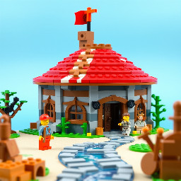 generate me a 16 wide 8 tall lego iron age roundhouse
