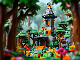 Witch tower in the forest with a lot of trees and plants