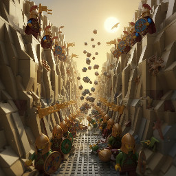 Short historical documentary reenactment. A narrow Persian mountain pass between tall rocky cliffs, harsh sunlight. Ancient soldiers positioned high on cliffs, silent and still. An army marching below in a confined stone corridor. Rocks falling from above, chaos without exaggerated violence. Cinematic, realistic, no fantasy, grounded historical tones. Natural colors, dust, wind, ancient Persia atmosphere.