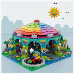 generate me a 16 wide 8 tall lego roundhouse