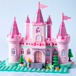 Kawaii pink mint lilac pastel gradient castle