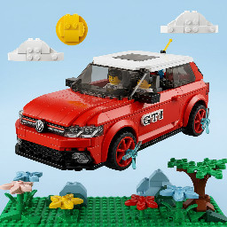 Créame un coche de lego volkswagen golf mK8 GTI de 30cm de largo