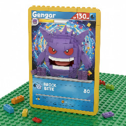 a Pokemon card of the Pokemon Gengar eating the frame of the card