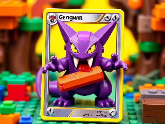 a full art Pokemon card of the Pokemon Gengar eating the frame of the card
