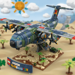peut tu generer un lego d'un avion de militaire a400m qui fait minimum 70 cm ou alors grandeur nature