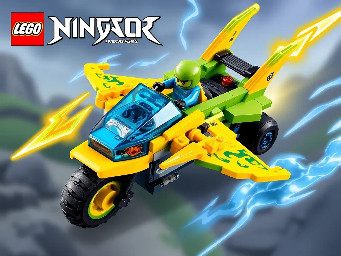 a lego ninjago dragons rising set thats a lightning jet called jays lightning hawk that has a motorbike transformation feature