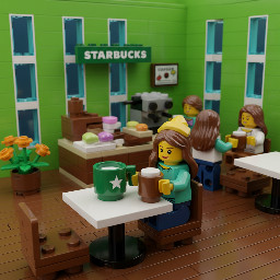 A girl drinking latte at starbucks