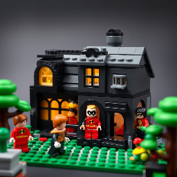I want to generate a LEGO MOC from the PARR house on the incredibles 1 film