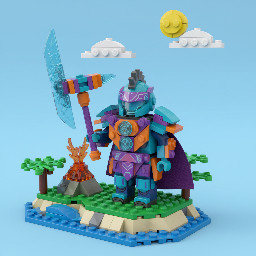 Make a lego minifigure of The origin from Fortnite