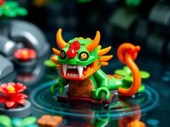 Lego Kappa (japanese yokai) in a pond