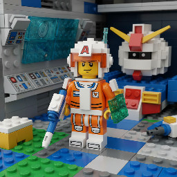 Lego set minifigs of amuro Ray from the 1979 Gundam anime