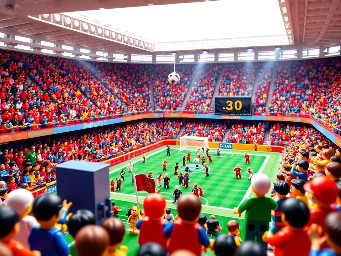 un estadio de futbol lleno de gente en ambiente de alegria mundialista