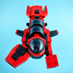 lego spyrius flying very large mothership red and black color with transparent dark-blue canopies 64 stud length