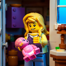 a blonde woman holding a baby that is spitting up on her in a disheveled house