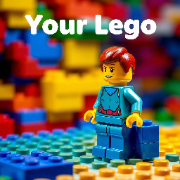 Create a lego image with the concept “Your imagination. your design. Your role” basically focusing on individualism (i.e. an individual standing and building with Lego block alone) with motivation “Your Lego”