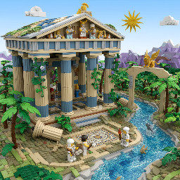 In the style of LEGO, create an image based on: . Utilize elements of vibrant colors, smooth plastic textures, blocky designs, and playful, whimsical details characteristic of LEGO figures, characters and environments
