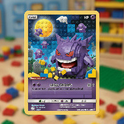 a full art Pokemon card of the Pokemon Gengar eating the frame of the card