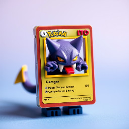 a Pokemon card of the Pokemon Gengar eating the frame of the card