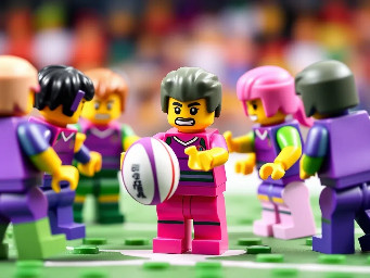 Rugby team or game with kit colours purple, green and pink