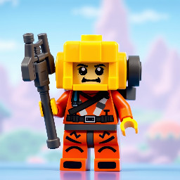 Make a lego minifigure of The origin from Fortnite
