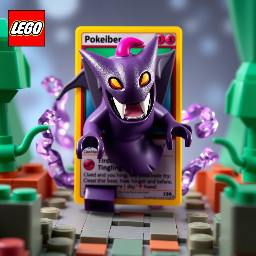 a full art Pokemon card of the Pokemon Gengar. he is warping the card while trying to escape