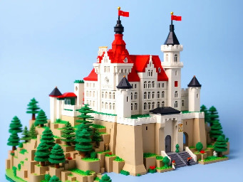 Please make me a Lego design of Neuschwanstein Castle