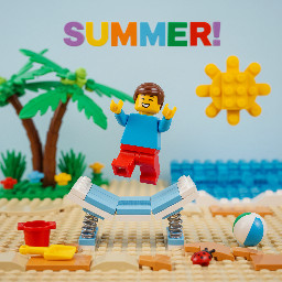 i want a picture with a boy jumping of joy for summer coming. Background out of focus