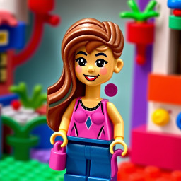 caricatura de mujer con cabello largo, pantalon azul y playera rosa mexicano