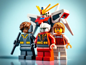 Lego set of mobile suit gundam anime with minifigs of amuro ray and char aznable