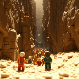 Short historical documentary reenactment. A narrow Persian mountain pass between tall rocky cliffs, harsh sunlight. Ancient soldiers positioned high on cliffs, silent and still. An army marching below in a confined stone corridor. Rocks falling from above, chaos without exaggerated violence. Cinematic, realistic, no fantasy, grounded historical tones. Natural colors, dust, wind, ancient Persia atmosphere.