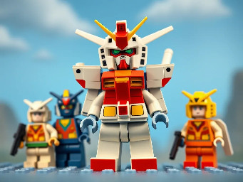 Lego set minifigs from the 1979 Gundam anime