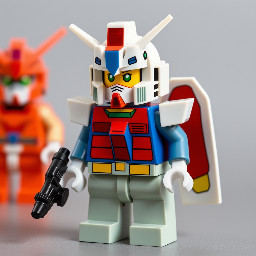 Lego set minifigs of amuro Ray from the 1979 Gundam anime