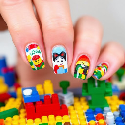 creat me a lego nail art with styep by step -direction procedures
