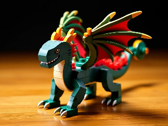 A Lego dragon with 8 legs 2 wing sets and a scorpion tail and make instructions