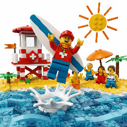 lego lifeguard jumping of joy