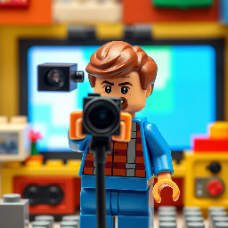A tv man looking at the camera