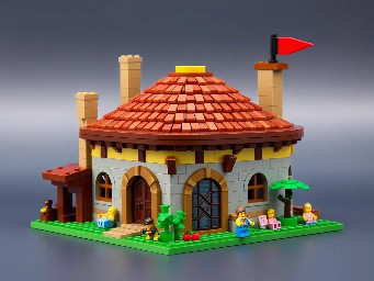 generate me a 16 wide 8 tall lego iron age roundhouse