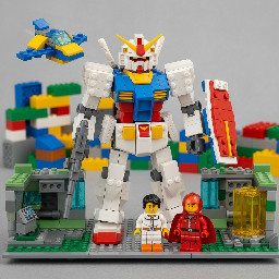 Lego set minifigs from the 1979 Gundam anime